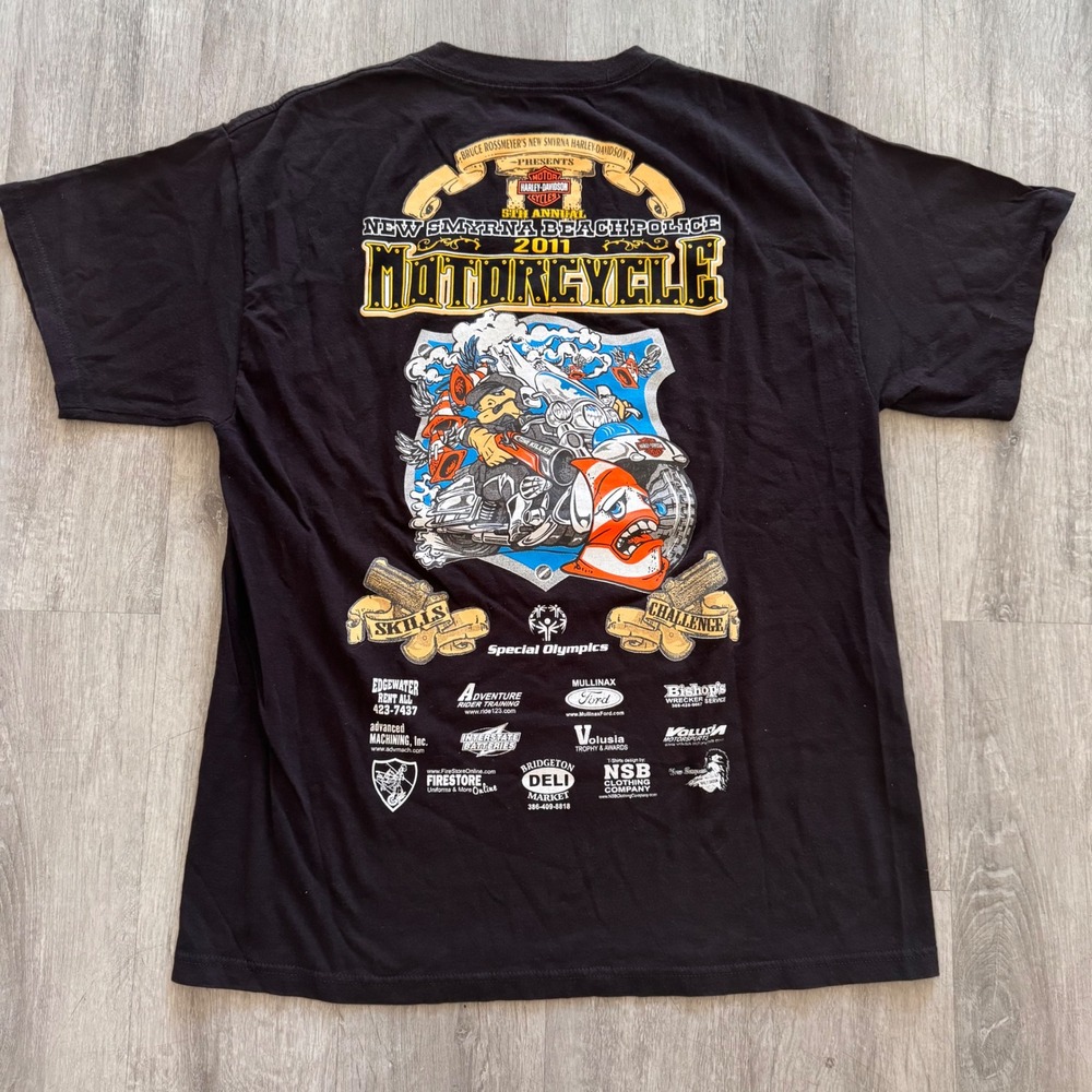 Harley Davidson 2011 New Smyrna Beach Police Motorcycle Skills Challenge Tee L